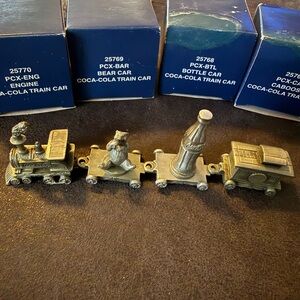Coca Cola Bronze Toy Train Car Set - Brown/Antique Finish